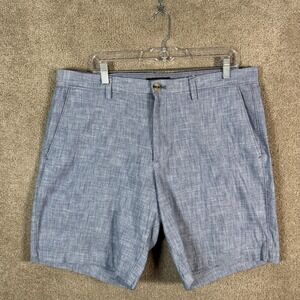 Banana Republic Shorts Mens 36 Blue 100% Cotton Chino Flat Front Casual Chambray